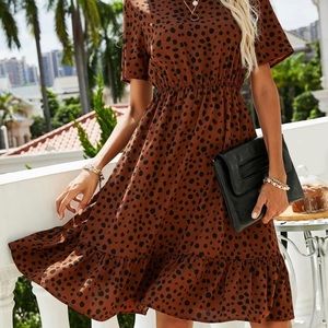 Allover Print Ruffle Hem A-line Dress
